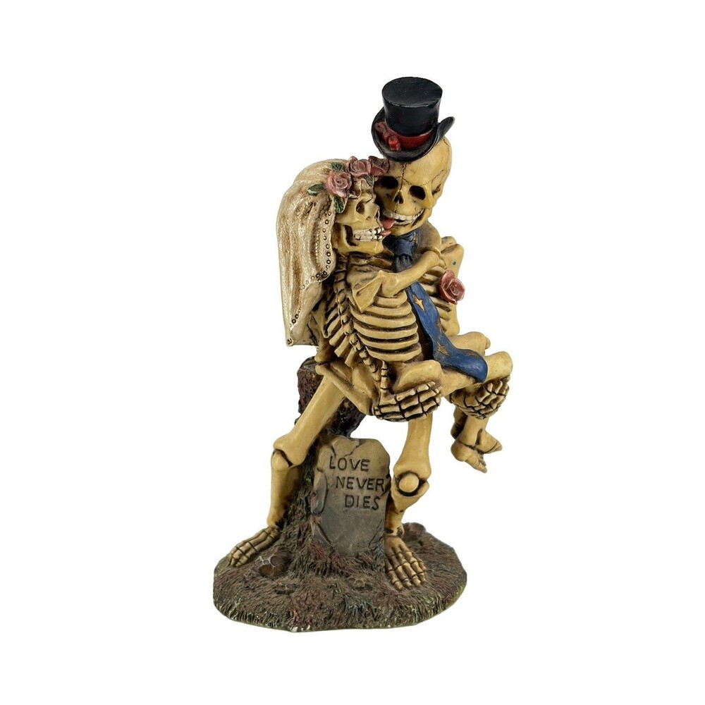 "Love Never Dies" Collection Figurine Bride Groom Topper Decor Gothic Skeletons